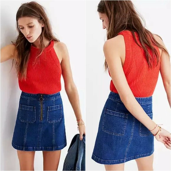 Madewell Dresses & Skirts - Madewell Zip Jean Skirt Blue Denim Mini A Line